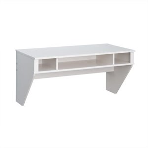 Allora Contemporaryv Floating Desk in Fresh White Finish