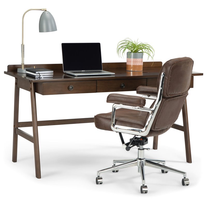 Allora Contemporary Computer Desk in Natural Aged Brown