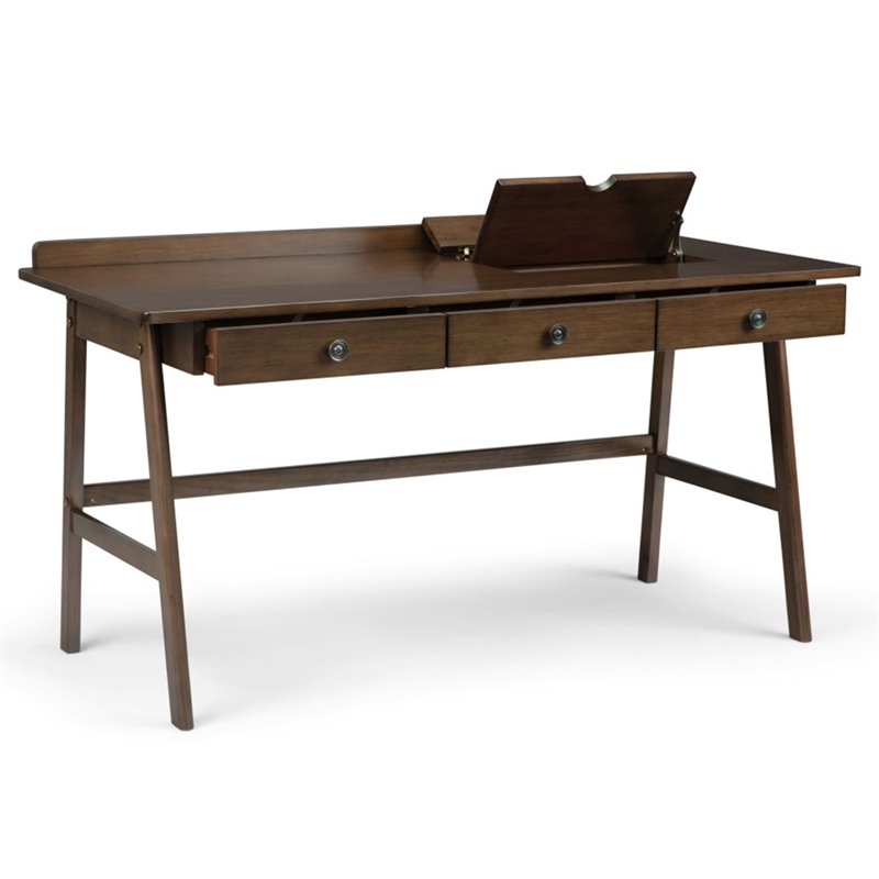 Allora Contemporary Computer Desk in Natural Aged Brown