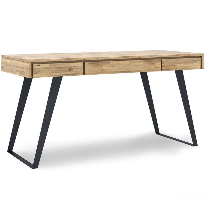 Allora Solid Acacia Wood Writing Desk in Golden Wheat