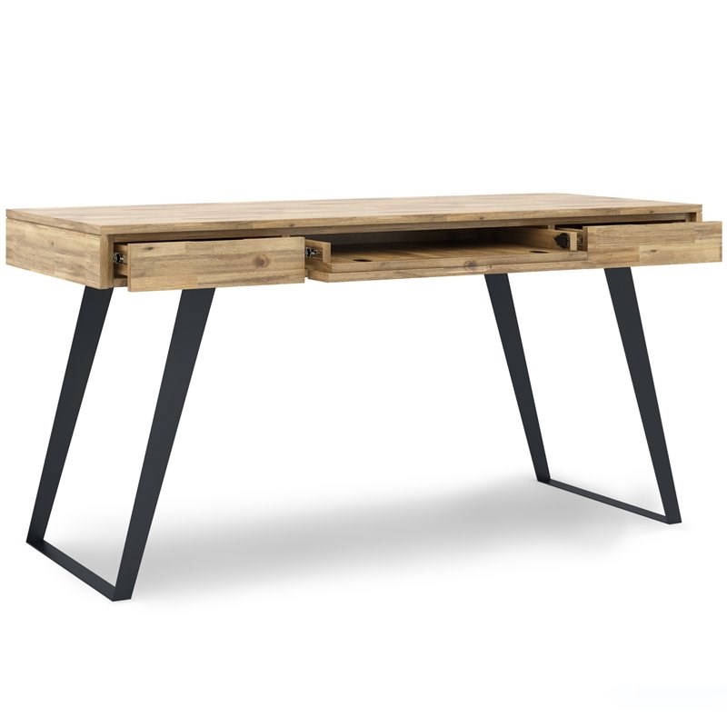 Allora Solid Acacia Wood Writing Desk in Golden Wheat