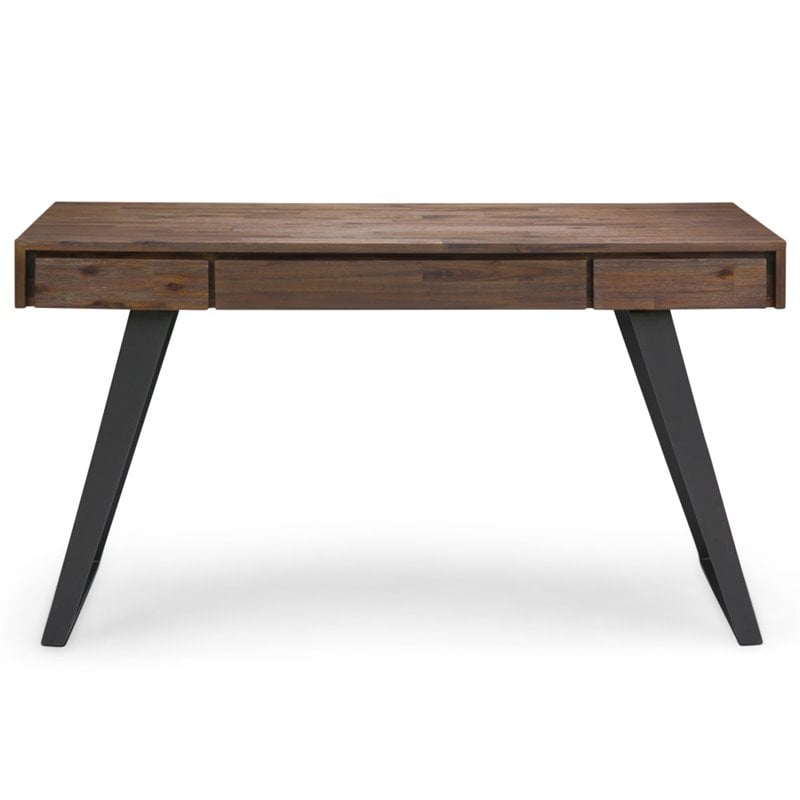 Allora Solid Acacia Wood Desk in Rustic Natural Aged Brown