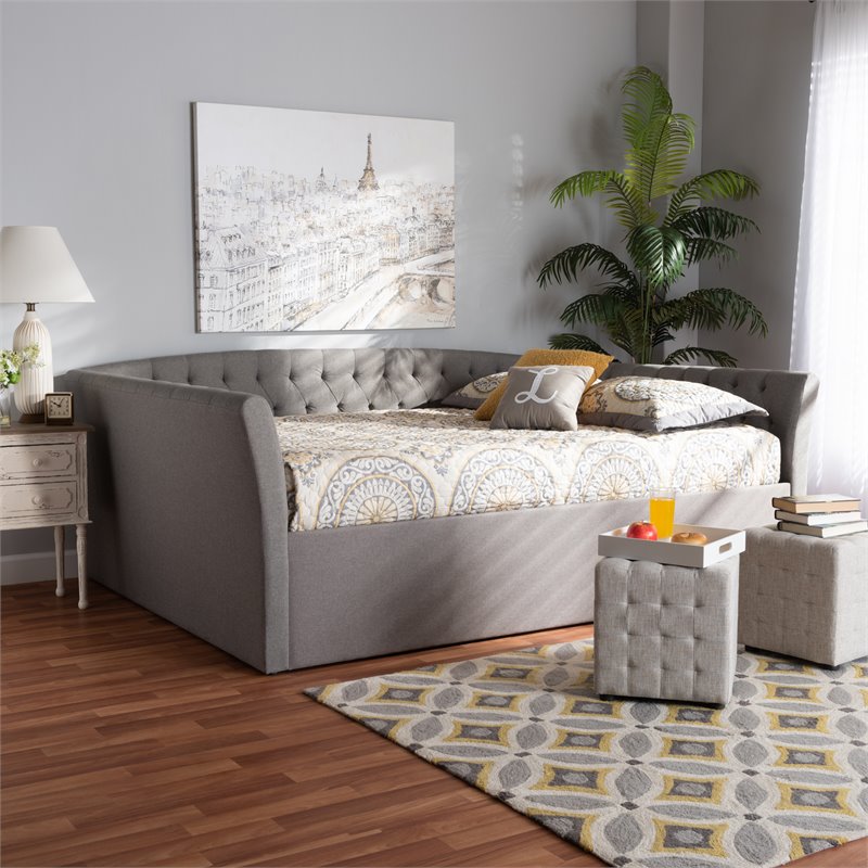 Allora Modern Fabric/MDF Wood/Engineered Wood Full Size Daybed in Gray