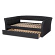 Allora Modern Fabric Upholstered Full Size Daybed with Trundle in Dark Gray