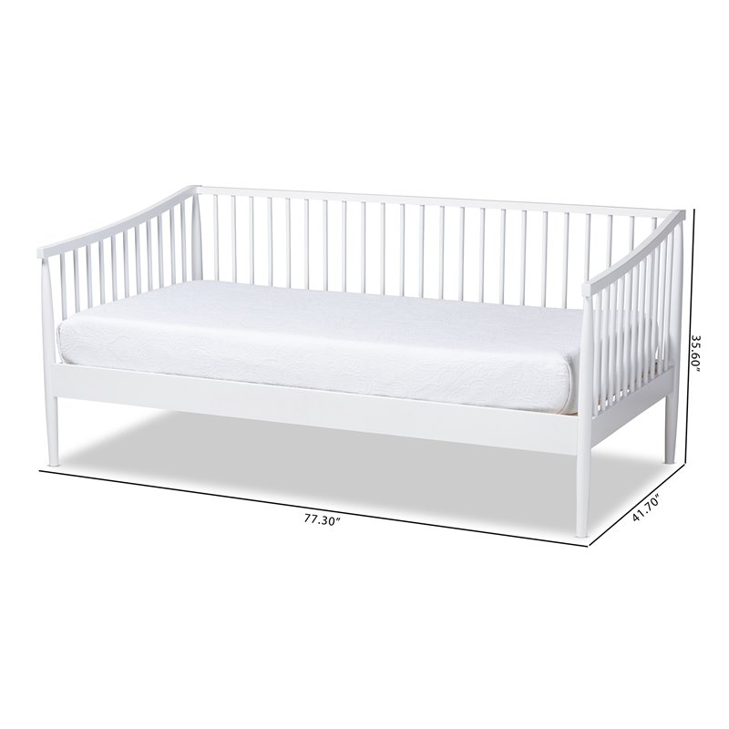 Allora Traditional White Wood Twin Size Spindle Daybed