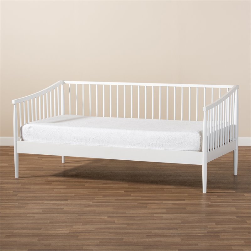 Allora Traditional White Wood Twin Size Spindle Daybed