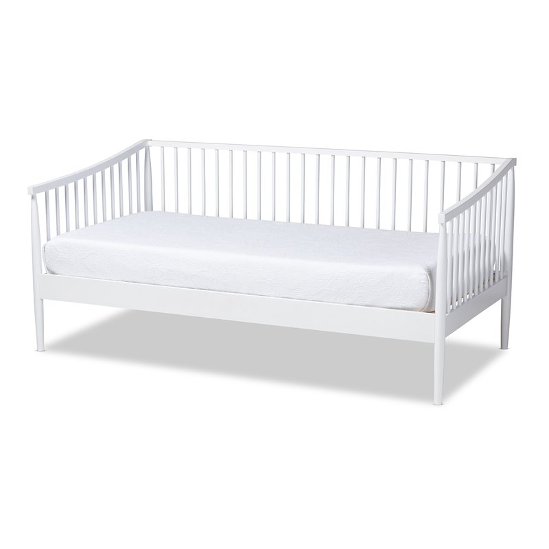Allora Traditional White Wood Twin Size Spindle Daybed