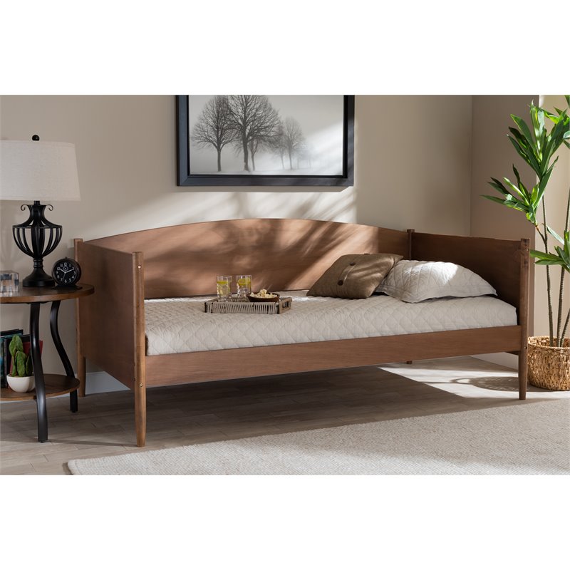 Allora Mid-Century Ash Brown Finished Wood Daybed