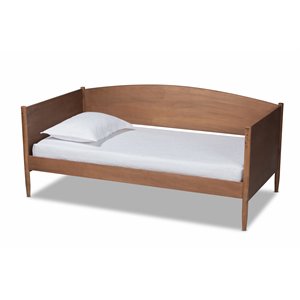 allora mid-century ash brown finished wood daybed