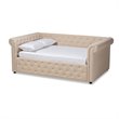 Allora Mid-Century Fabric/Solid Wood/MDF Wood Tufted and Queen Daybed in Beige