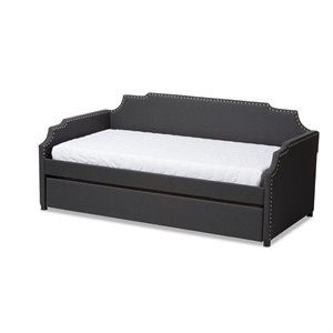 allora contemporary charcoal upholstered twin size daybed with trundle bed