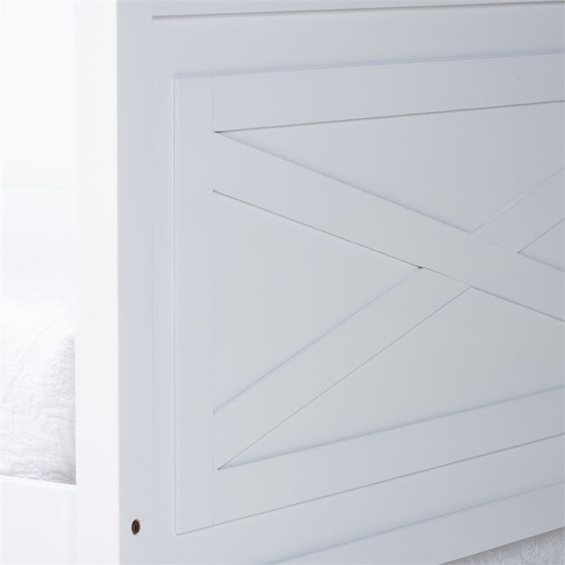 Allora Cottage Farmhouse White Wood Twin Size Daybed with Trundle