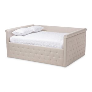 allora contemporary tufted upholstered full daybed in light beige