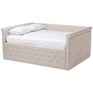 allora contemporary tufted queen daybed in light beige