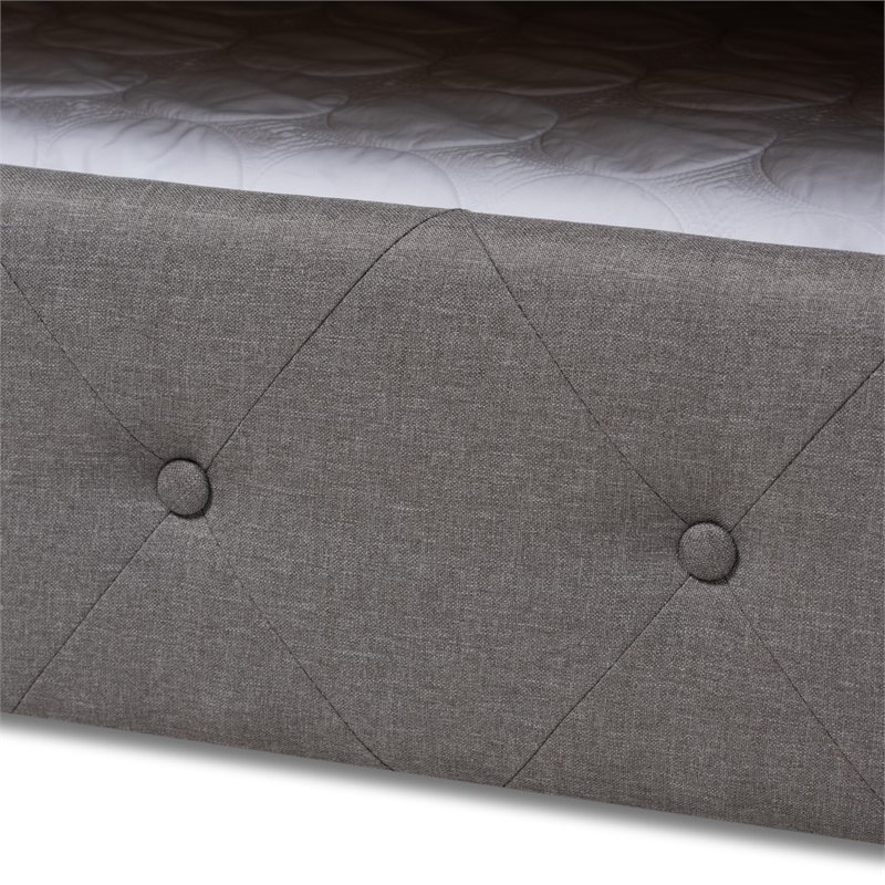 Allora Scrolled Arm Fabric Tufted Full Daybed with Trundle in Gray