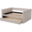 Allora Scrolled Arm Fabric Tufted Full Daybed with Trundle in Beige