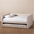 Allora Scrolled Arm Fabric Tufted Full Daybed with Trundle in Beige
