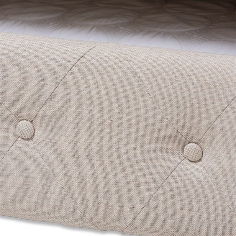 Allora Scrolled Arm Fabric Tufted Full Daybed with Trundle in Beige