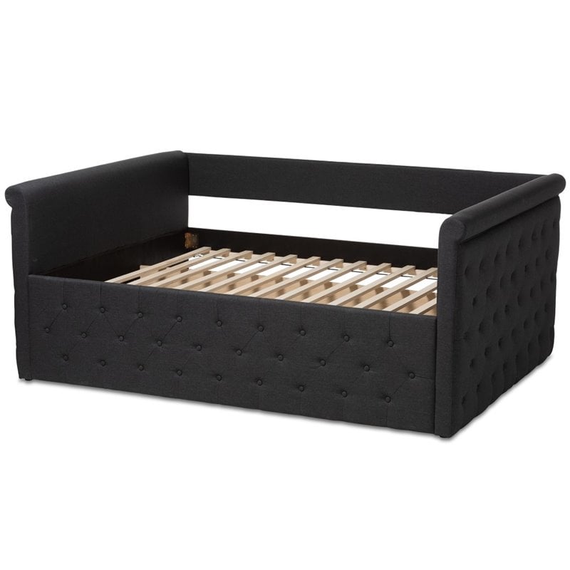 Allora Contemporary Tufted Upholstered Queen Daybed in Dark Grey