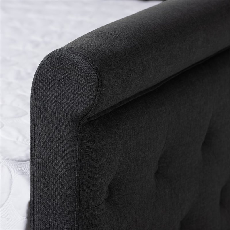 Allora Contemporary Tufted Upholstered Queen Daybed in Dark Grey