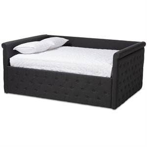 Allora Contemporary Tufted Upholstered Queen Daybed in Dark Grey