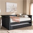 Allora Scrolled Arm Fabric Tufted Queen Daybed with Trundle in Gray