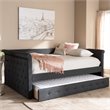 Allora Scrolled Arm Fabric Tufted Queen Daybed with Trundle in Gray
