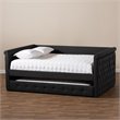 Allora Scrolled Arm Fabric Tufted Queen Daybed with Trundle in Gray