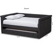 Allora Scrolled Arm Fabric Tufted Queen Daybed with Trundle in Gray