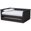 Allora Scrolled Arm Fabric Tufted Queen Daybed with Trundle in Gray