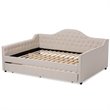 Allora Fabric Tufted Queen Daybed with Trundle in Light Beige