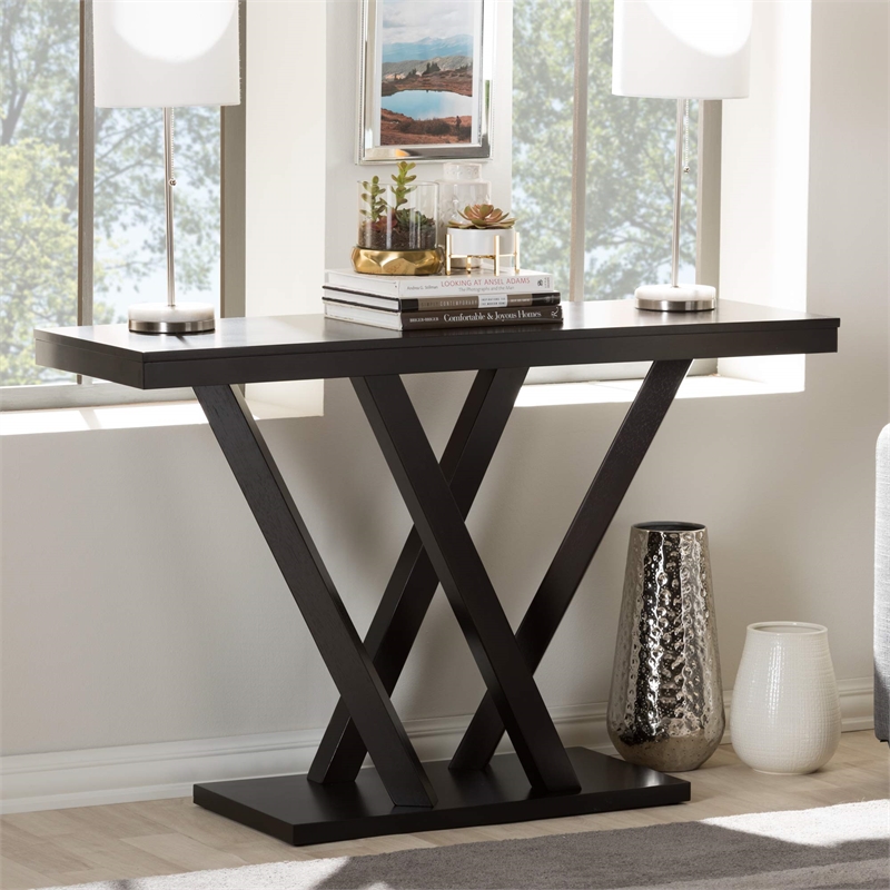 Allora Modern Wood Sofa Table in Cappuccino
