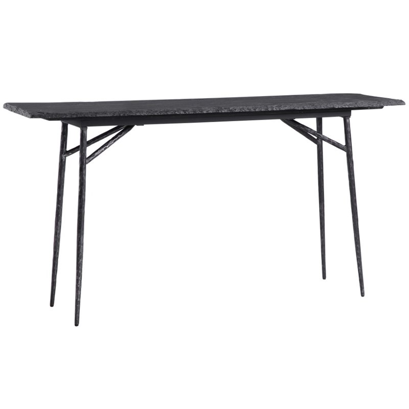 Allora Modern Slate Console Table in Aged Black