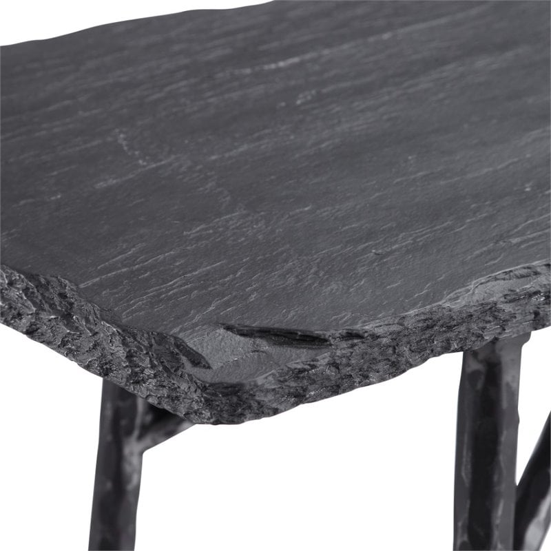 Allora Modern Slate Console Table in Aged Black