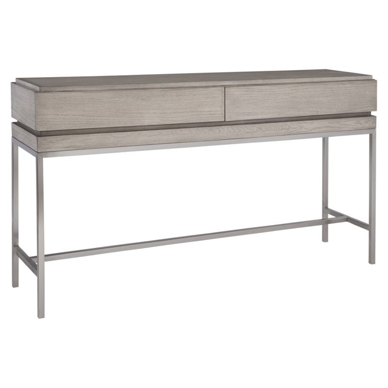 Allora Modern Oak Console Table in Mushroom Gray
