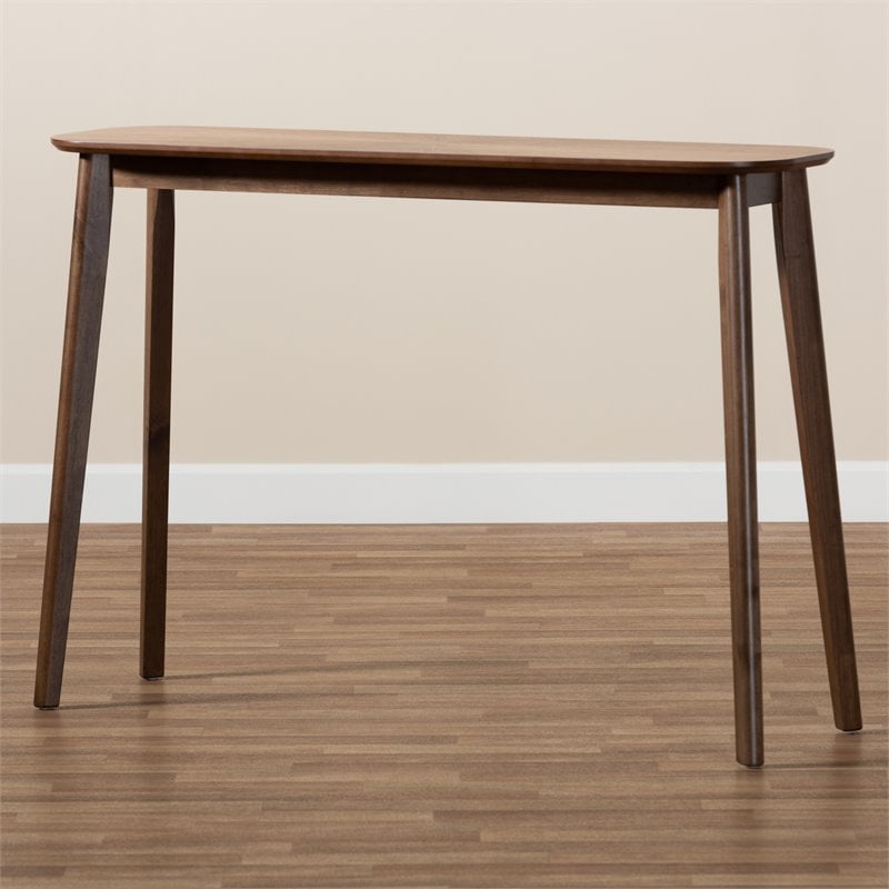 Allora Mid-Century Modern Walnut Wood Console Table