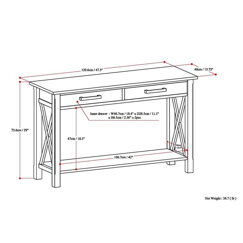 Allora Transitional Console Table in Farmhouse Gray Stain