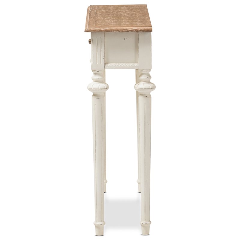 Allora Contemporary Console Table in Weathered Oak and White