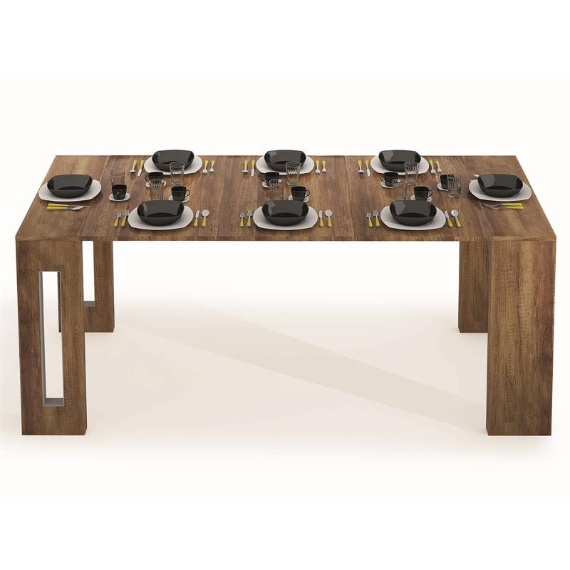 Allora Modern Wood Italian Extendable Console Table in Brown