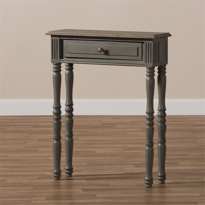 Allora Contemporary 1 Drawer Console Table in Weathered Brown