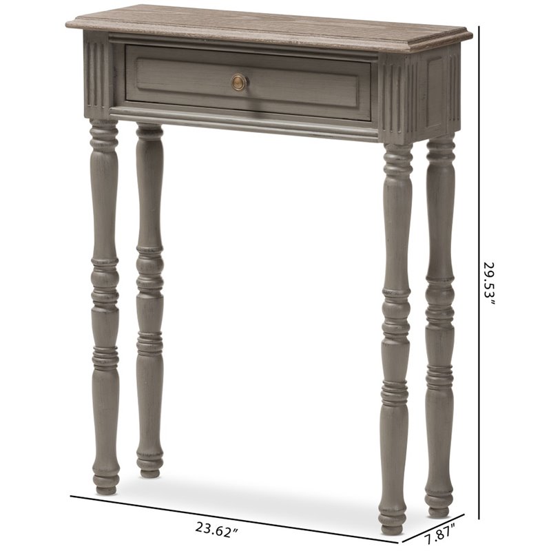 Allora Contemporary 1 Drawer Console Table in Weathered Brown