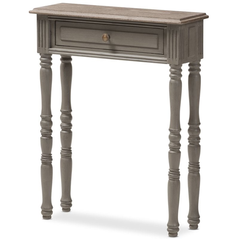 Allora Contemporary 1 Drawer Console Table in Weathered Brown