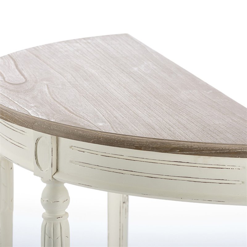 Allora Contemporary Console Table in Antique White and Natural