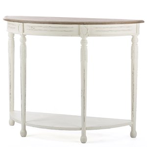 Allora Contemporary Console Table in Antique White and Natural