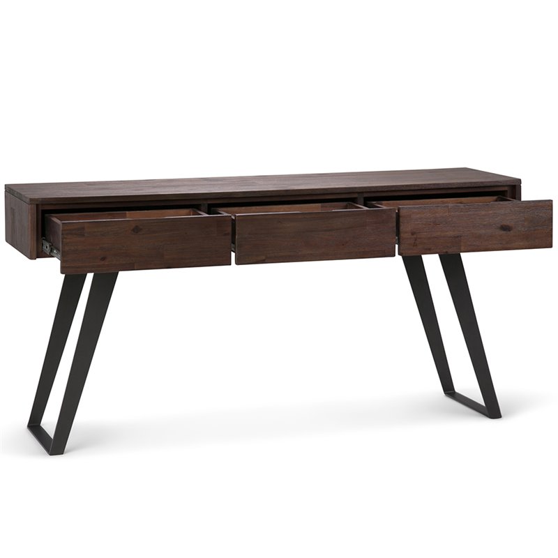 Allora Contemporary Console Table in Distressed Charcoal Brown