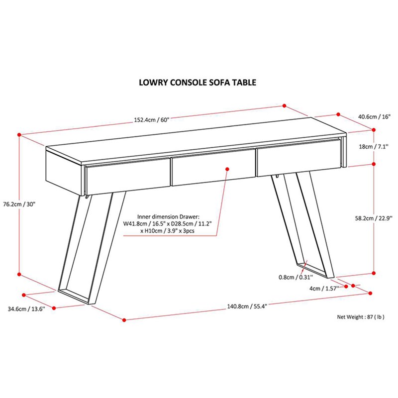 Allora Contemporary Console Table in Distressed Charcoal Brown