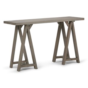 Allora Transitional Solid Wood Console Table in Distressed Gray