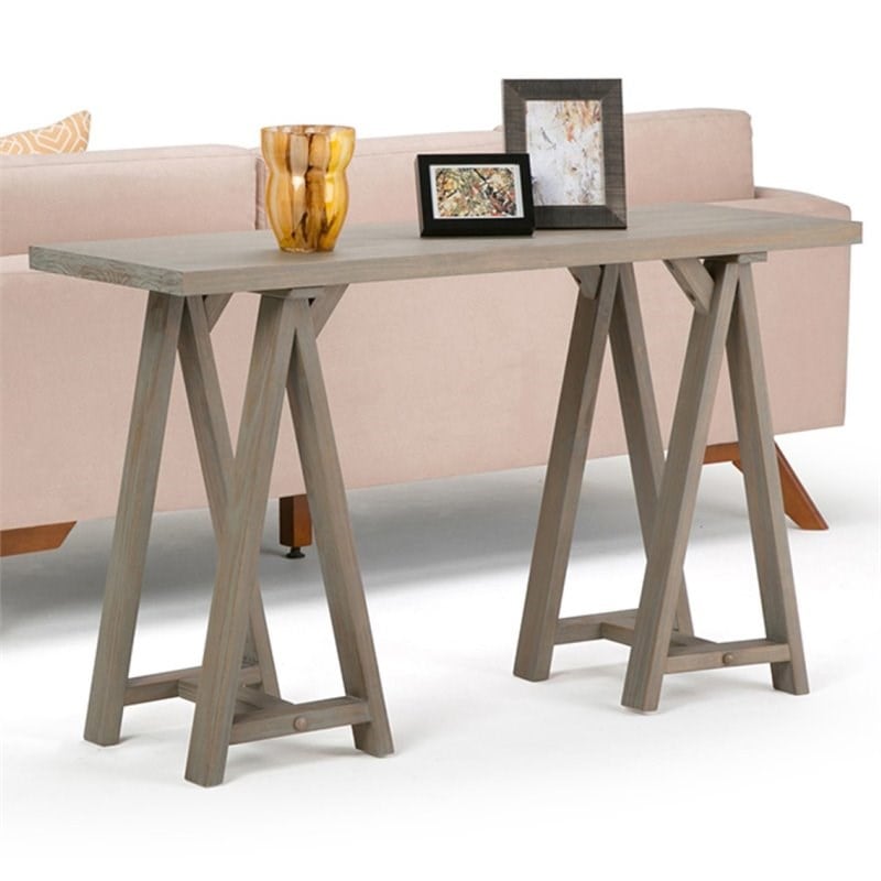 Allora Transitional Solid Wood Console Table in Distressed Gray