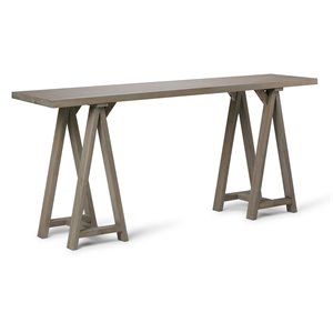 allora transitional solid wood console table in distressed gray