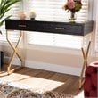 Allora Modern 2-Drawer Wood Console Table in Dark Brown and Gold